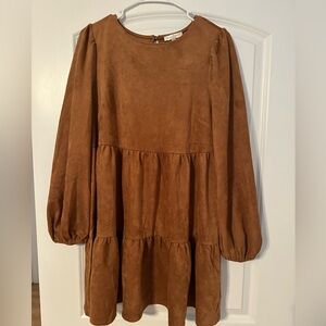 Boutique long sleeve suede dress